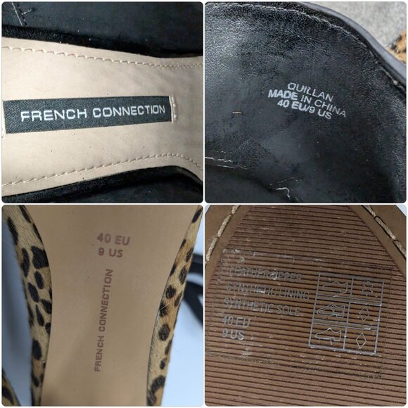French Connection Quillan Ankle Boot Womens Leopard Calf Fur Leather Bootie Sz 9 - Picture 11 of 12